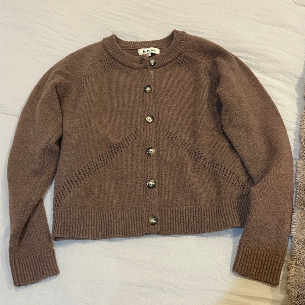 NWOT Du Paradis Brown Cardigan